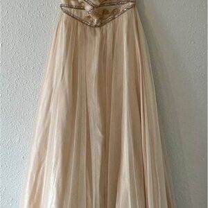 Strapless Cream Gown with Embellishments